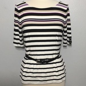 WHBM Striped Belted Top - Like New